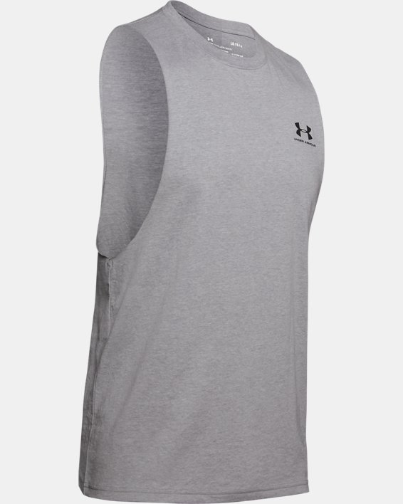 Men's UA Sportstyle Left Chest Cut-Off Tank in Gray image number 4